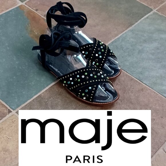 Maje Sandals Suede Studded